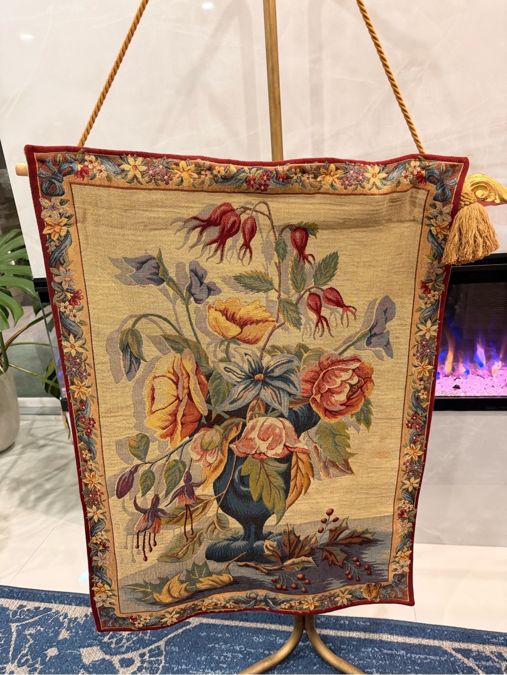 Floral Tapestry Wall Hanging in Multi-Color
